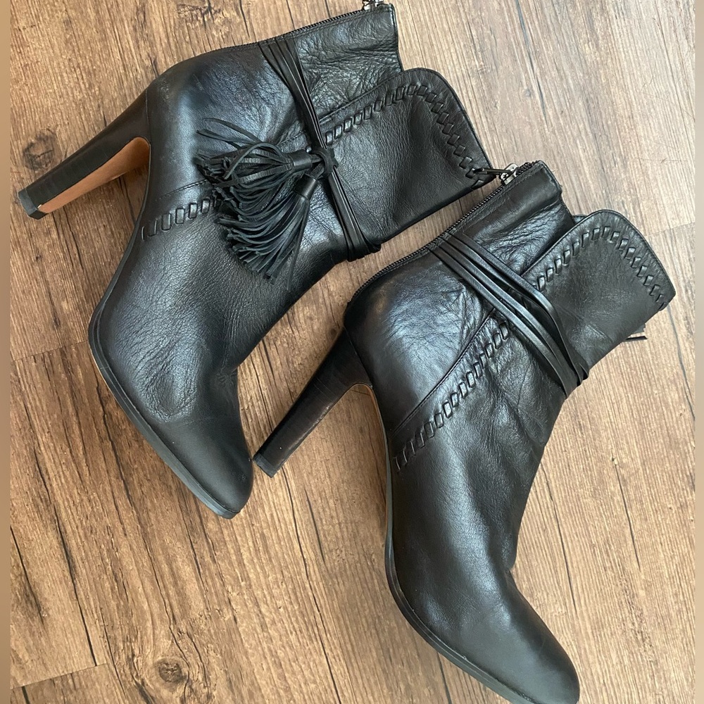 Coach Jessie Black Silky Leather Ankle Boots